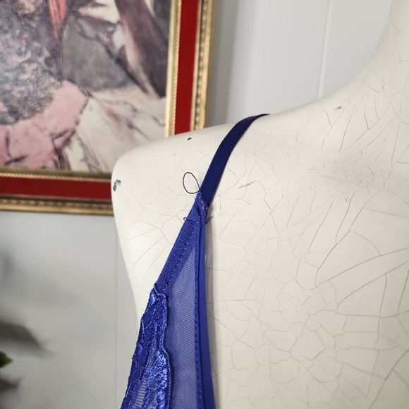 Calvin Klein Blue Sheer Lace Bralette Bra Size Medium Sexy Lingerie - Picture 7 of 8